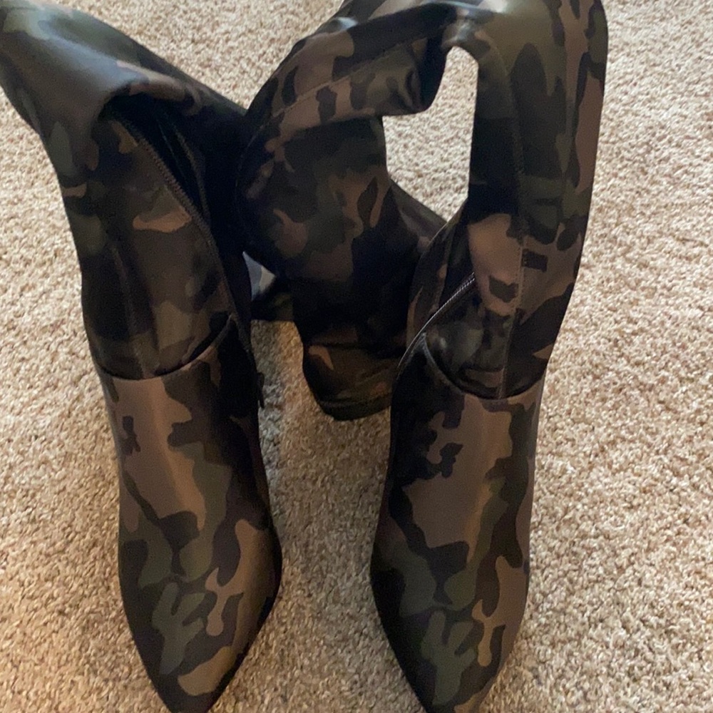 Camo print knee high boots from Aldo